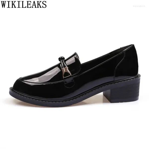 Sapatos casuais lolita patente de couro deslize para mulheres mocassins coreanos oxford zapatos casuales mujer