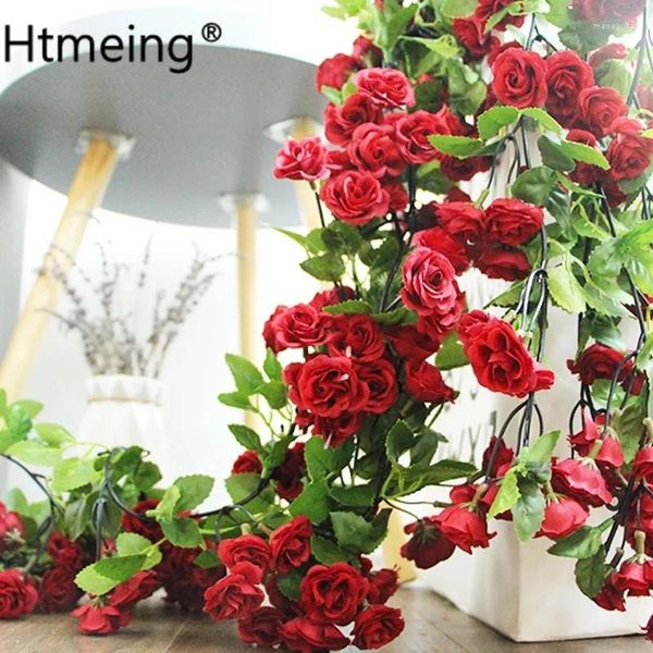 Flores decorativas 1pcs Artifical Fake plástico rosa videira Garland 67 polegadas para decoração de casamento em casa