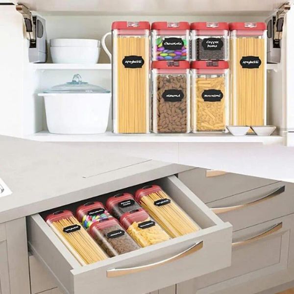 Aufbewahrungsflaschen Pantry -Organisation Container Set von 4 5,2l Crisere Boxen mit Etiketten markieren Stift transparente Lebensmittel zur Konservierung