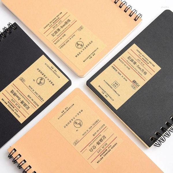 Diário de bobina retro criativa A5 Kraft Paper Binder Notebooks de folhas soltas B5 Sketchbook A6 suprimentos para escritórios escolares portáteis