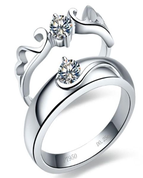 Ангел крыло Solid 18K 750 белого золота пара 025CT025CT Diamond Lover039S Свадебные кольца его и ее любовное обещание Ring3405532