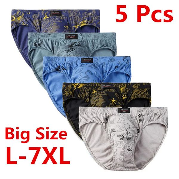 5 PCSLOT -Baumwoll -Unterhose für Männer Briefs männliche Unterwäsche Knicker Höschen Hose Shorts sexy Unterwäsche L xl 2xl 3xl 4xl 5xl 6xl 7xl 240412