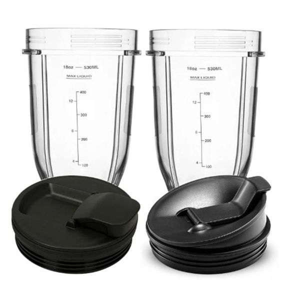 Blinders for Nutri Ninja Cup 18 oz com 2 tampas de vedação, adequadas para o liquidificador de 900W/1000W Ninja Juicer Series (2 pacote)