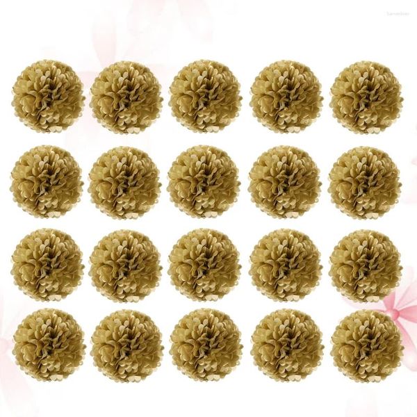 Dekorative Blumen 20 PCs Papierbällchen Kit Tissue Pom Gold Hochzeit Mini Poms Dekorationen