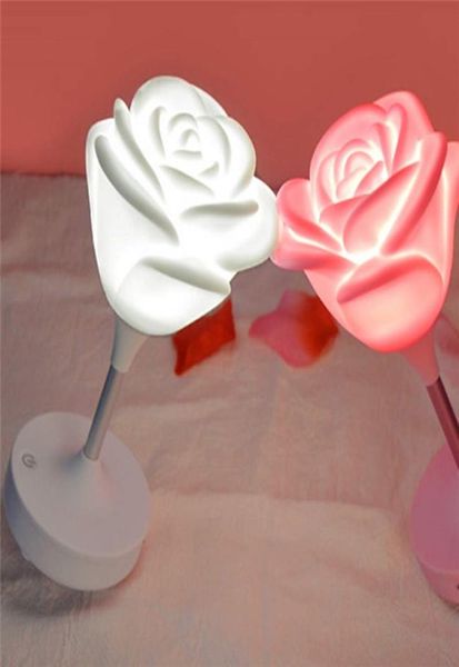 Luzes noturnas de Rose Dimmable Rose recarregável lâmpada USB Mini portátil Rose Ambiance Romantic Light Birthday Party Amante Presente 9958607