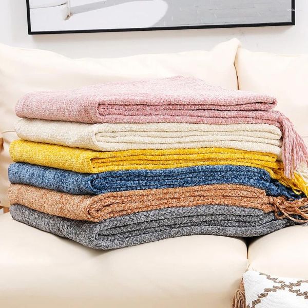 Cobertores Ins estilo chenille sofá cobertor escritório ganhão com malha de lã ar condicionado condicionamento nórdico linings decoração de quarto