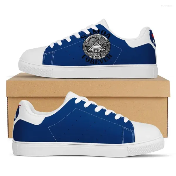 Scarpe casual blu morbida sneaker piatta americana America Samoa Samoa Tribal Stampa personalizzata uomo Sport da passeggio leggero che corre in corsa