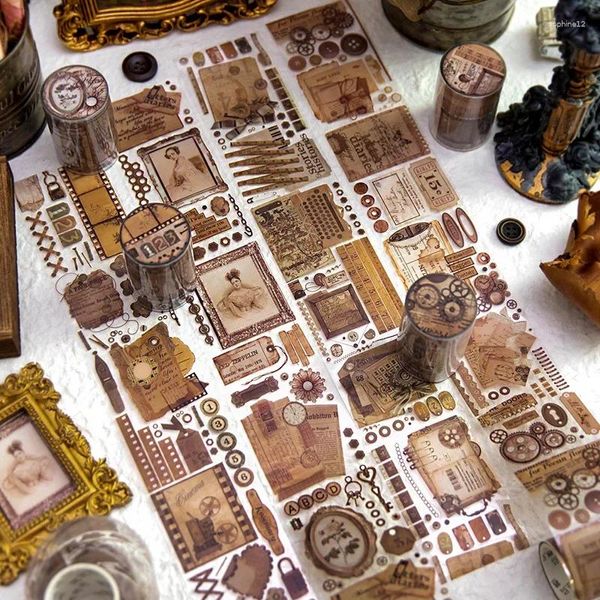 Geschenkverpackung 60mm 2m Vintage Romantische Serie von Steampunk Pet Stickers Tapes DIY Scrapbooking Dekoration Junk Journal Collage Stationerie