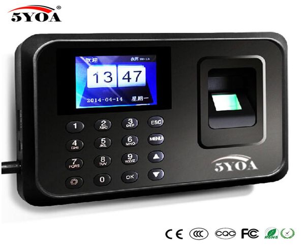 5YOA Biometrische USB -Fingerabdruck -Leser -Zeitbesuchersystem Uhr Mitarbeiter Steuerungsmaschine Elektronische portugiesische Stimme Englisch2664574