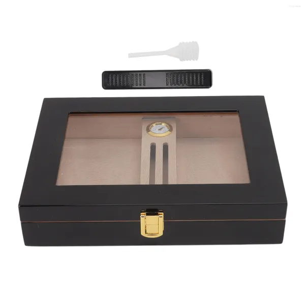 Aufbewahrungstaschen Humidor -Gehäuse Konstante Luftfeuchtigkeit schwarzer Zedernglas Hochglanz Schutzfarbe Schädling Prävention Humidors Box für Zuhause