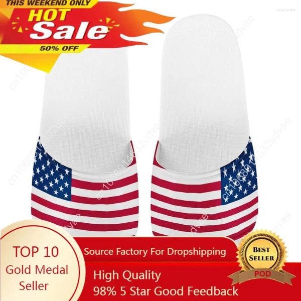 Slippers Women Custom Pattern American Flag Print Summer Fashion Slide Sandal