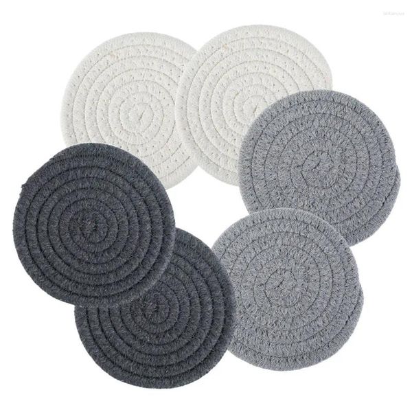 Bandejas de chá lzyoehin 6 pcs fios de algodão tecer tapetes trivets titulares resistentes a calor montanhas -russas para cozinha