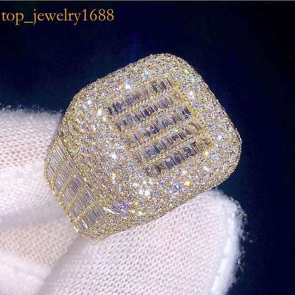 AAA GEMS MENS ICCAGGIO BAGUETTE Diamond Engagement Sier VVS MOISSanite Champion Hip Hop Anello hip hop personalizzato