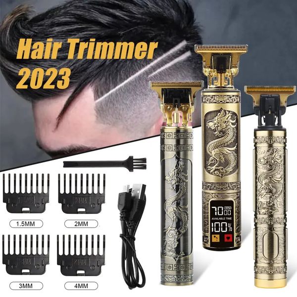 Corpo vintage T9 Máquina de corte de cabelo elétrico sem fio para homem Clipper barbeiro barba TRIMER USB 240412