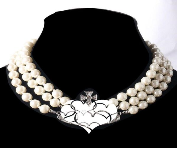 Nuovi prodotti Modelli in passerella europei e americani Modelli in passerella Fashion Thilayer Pearl Clavicle Chain Full Diamond Saturn 6876271