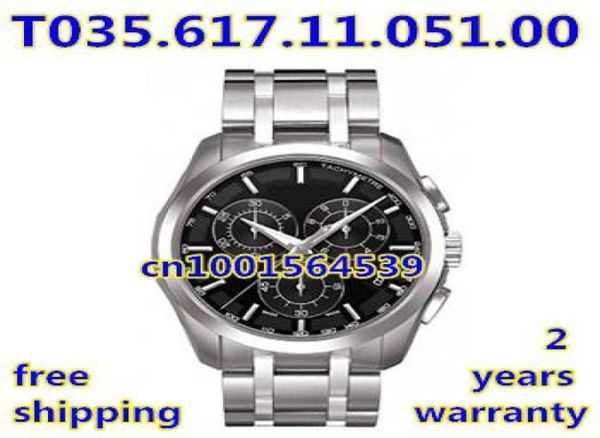 WHOLENEW Sapphire Glass Eta Quartz Movement Men039s Sports Black Dial Cronograph Watch T0356171105100 T035 Original4191354