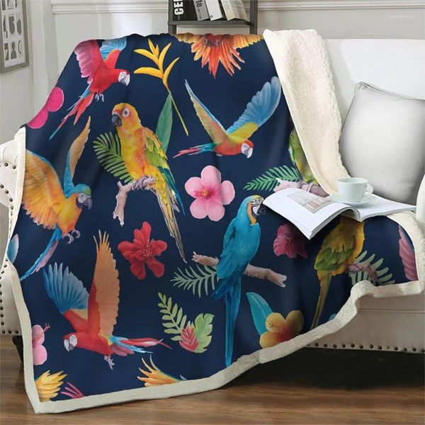 Coperte splendide floreali con uccelli 3d morbido peluche calde per letti da letto divano trapunte per ufficio coperta da viaggio da viaggio coperta da picnic