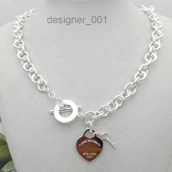 Colares pendentes T Classic Design Colar de Cadeia de Estilo TF de TF S925 Sterling Silver Key Heart Love Egg Brand Charm NEC 0AE6 0RV7 PP1E