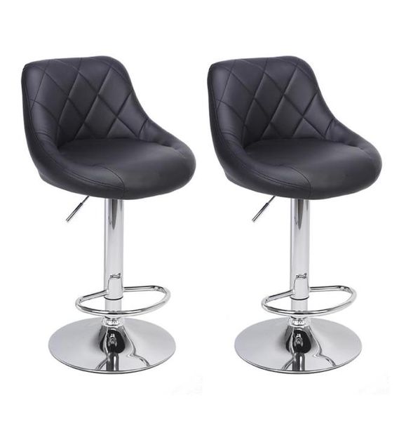 Waco Modern Bar Tabureleri Yüksek Araçlar Tip 2pcs Ayarlanabilir Sandalye Rhombus Backrest Tasarım Yemek Sayacı Pub Sandalyeleri Black286M2167114