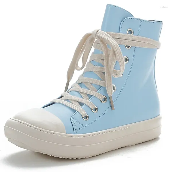 Lässige Schuhe 2024 Frauen pu kurze Stiefel Süßigkeiten Farben Sneakers High Top Schnüre weibliche flache Knöchelstiefel Reißverschluss Seiten Studenten