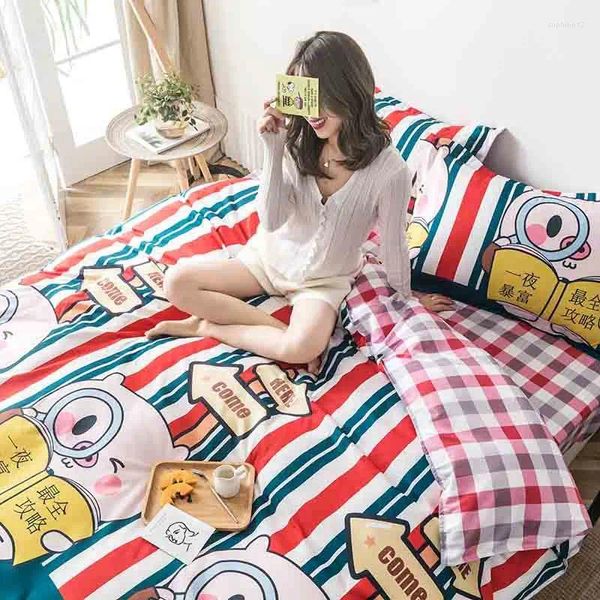 Bettwäsche Sets Duvet Cover Set Aloe Cotton süßes Schwein weiches hautfreundliche Flachbettblatt Kissenbezug Home Textile