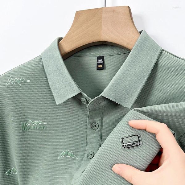 Мужская половая рубашка полоса Polo 2024summer Lapel Embroid наклейка с коротки