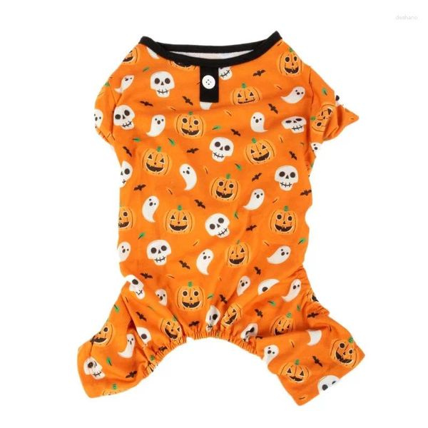 Одежда для собак Хэллоуин одежда апельсиновая тыква призрак пижама для собак или кошек.
