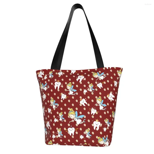 Сумки для покупок noisydesigns тканевая сумка Женщина Симпатичная стоматологическая рисунка для женщин для женщин большая многоразовая сумочка