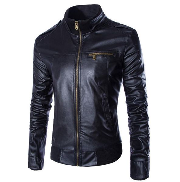 Ganz neue Pu Leder Jacke Männer Blouson Moto Cuir Herren Windschutz Motorrad Biker Jacke Jaqueta de Couro Veste Cuir Homme Y03558575