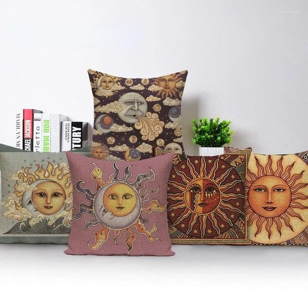 Cuscino Picasso Plain Covers Sun Moon God Cover Cover Linen Yoga Decor Home Dish Funda Cojin vintage Kussenhoes