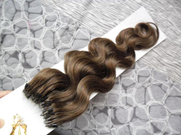 Micro anel de onda de onda corporal Cabelo 10quot24quot 1GPC 100Pieces Micro Links Machine fez Remy Easy Ring Link Extensions Hair Extensions5345655