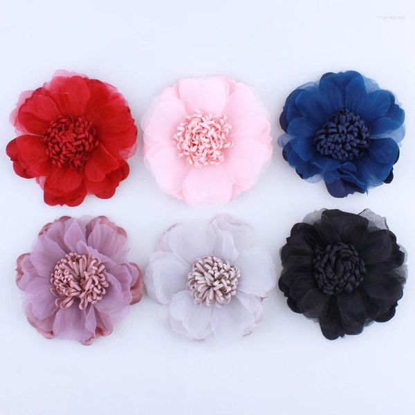 Dekorative Blumen 5pcs 9 cm geboren Tüll Seidenstoff für Hochzeitseinladungen Künstliche Blütenkleiddekoration