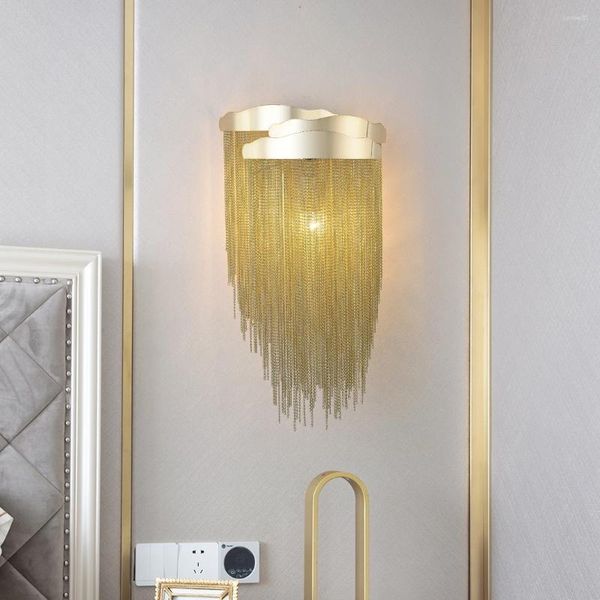 Wandlampe moderne LED kleine Luxuskettenkristalllicht für das Studium Schlafzimmer Korridor Gold Chrom -Geräte Beleuchtung Innenraum