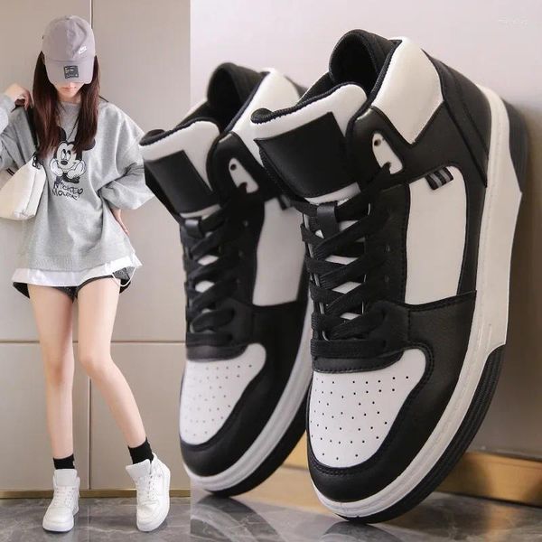 Lässige Schuhe weiße Plattform Sneakers Flats Skate für Frauen 2024 Herbst Running High-Top-Erhöhte Student Net Red Korean Version Schuh