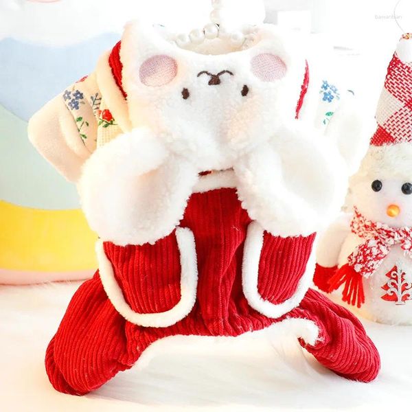 Abbigliamento per cani Abbigliamento per animali domestici Anno di tute kawaii per abiti da cani piccoli cartone animato costume rosso inverno inverno Prodotti