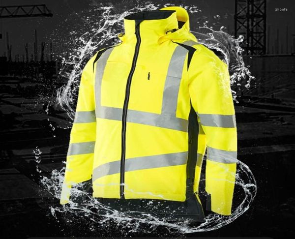 Men039s Jackets Inverno espesso refletivo Hi Vis Vis Casque de algodão acolchoado Motocicleta Trabalho de Segurança do vento Coats4xl2878154