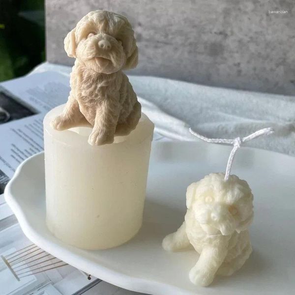 Stampi da forno a candela per cani grattugiata stampo animale orsacchiotto cuccioli di soia cera in cera in silicone cucciolo amante della casa decorazioni per la casa forniture artigianali natalizie