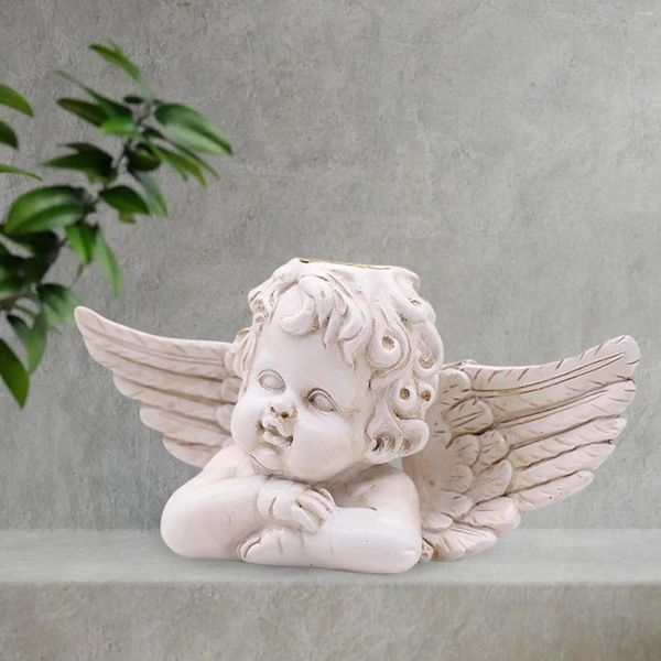 Titulares de vela Modern Angel Holder Candlestick Decor Cherub estátua Tealight para o aniversário de bebê do aniversário