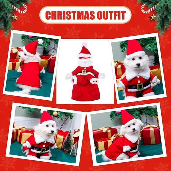 Dog Apparel Pet 3d Christmas Conjunto fofo Papai Noel Costume Cosplay Cat and Party Acessórios Navidad