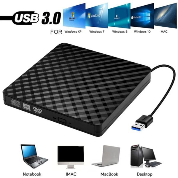 Player USB 3.0 Externo DVD Burner Writer Recorder CD/DVD RW Player PC Drive óptica Drive externa DVD Drive Optical Drive Player Bandeja