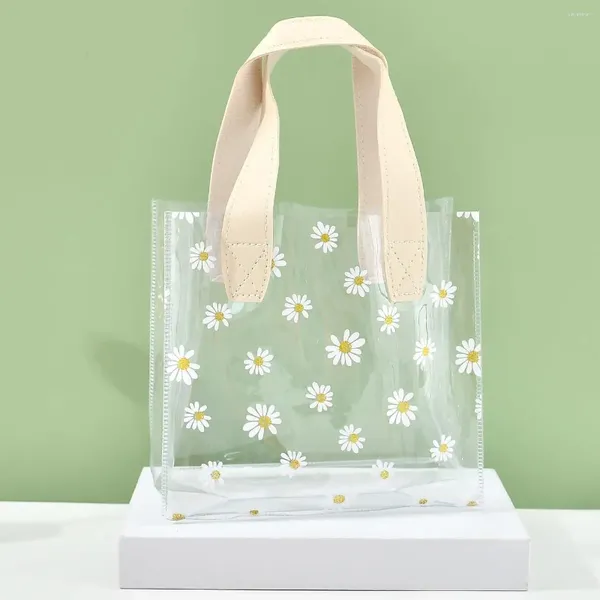 Aufbewahrungstaschen transparente PVC Daisy Geschenktasche klare Plastikhandtasche Hochzeitsfeier für Gäste Taschen Verpackung Vorräte