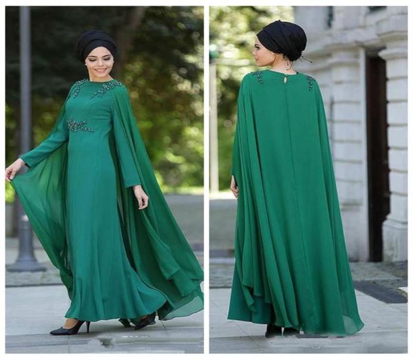 2018 Dubai Arap Müslüman Resmi Gece Elbiseler Uzun Kollu Şifon Zemin Uzunluğu Kadın Parti Prom Elbise Mother039s VES1037532