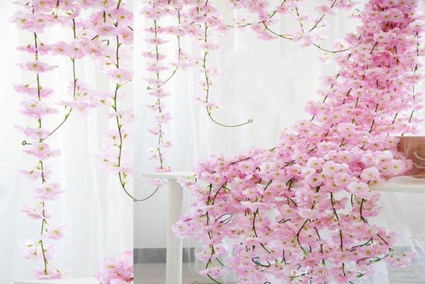 70QUOT 18M Artificial Cherry Blossom Flowers Silk Flowers Garland Fake Folhe for Home Wedding Decor 100pcslot DEC8181922