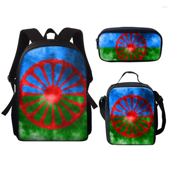 Backpack Trendy Creative Creative Funny Flag of the Oromo 3D Print 3pcs/Set Pupil School Bags Laptop Daypack Lunchag Sagt Case de lápis