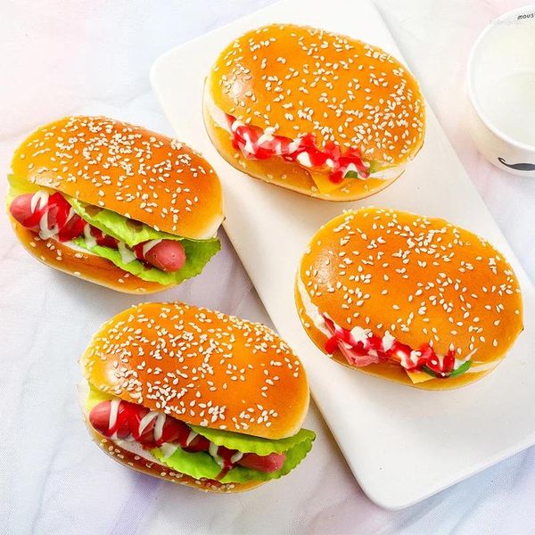 Dekoratif Çiçekler Pu Simülasyon Hamburger Model Dekorasyon Yaratıcı Yapay Ekmek Sandviç Buzdolabı Stickers Ahşap Dikişler Sahte