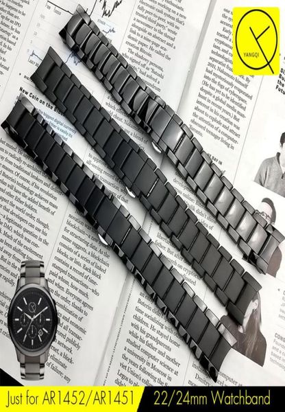 22 mm da 24 mm in acciaio in ceramica per AR1451 AR1452 Watch Band per orologi AR per marcia per marcia da polso marca di marca da polso a marcia mediocre ecologica