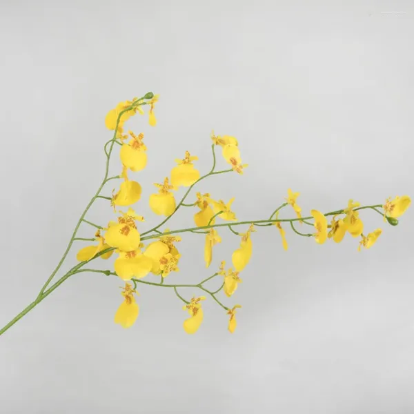 Flores decorativas Pessoas amarelas de plantas de flores falsas em vaso zen decoração de plástico