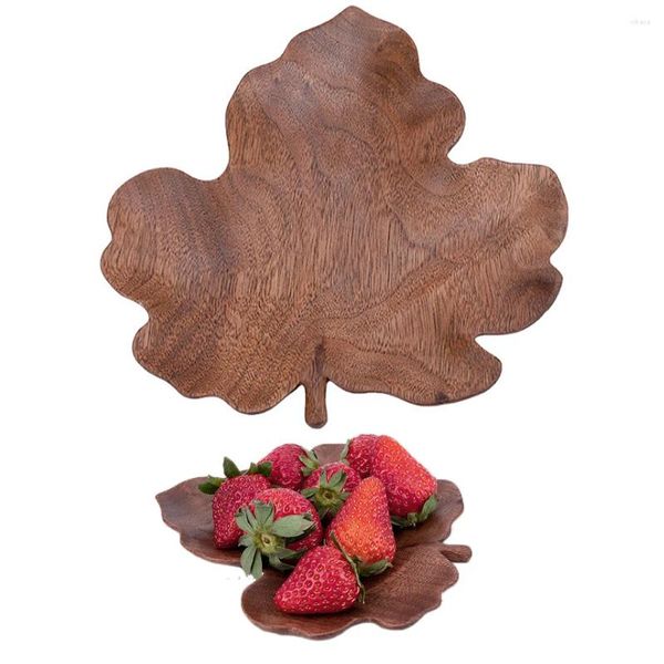 Dekorative Figuren Blattmuster Holzschale Obstschalen Untertasse Tee Tablett Dessert Abendessen Brot Holzplatten Urlaub Dekoration