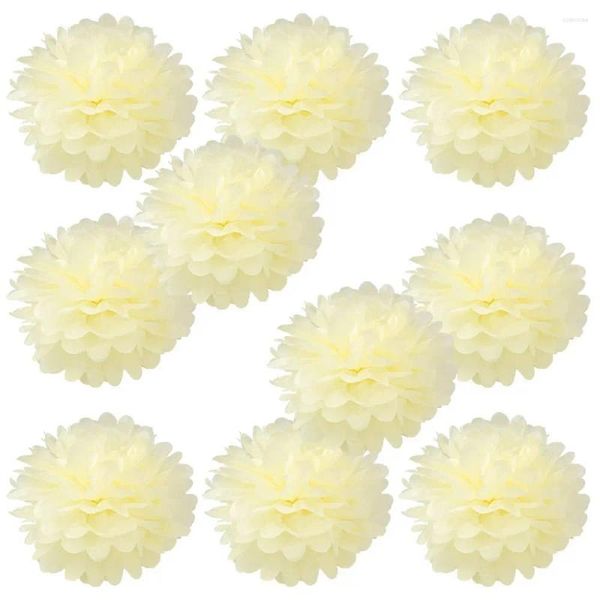 Fiori decorativi 10 pezzi per lotto carta tissutale in avorio pom palline palline fai -da -te per la doccia baby shower decorazione