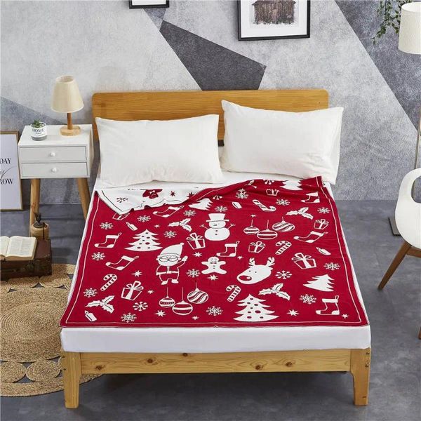 Одеяла 2024 крышка кровати мягкое и удобное вязаное двойное одеяло Рождество